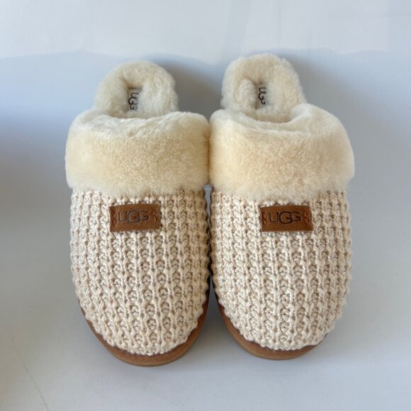 UGG Cozy Cream Knit Shearling Women Slippers UK10 US12 - Picture 4 of 9